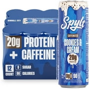 SPYLT High Protein Milk, 60 mg Caffeine, 20g Protein, Sugar and Lactose Free, Cookies and Cream, 11 oz, 12 Count