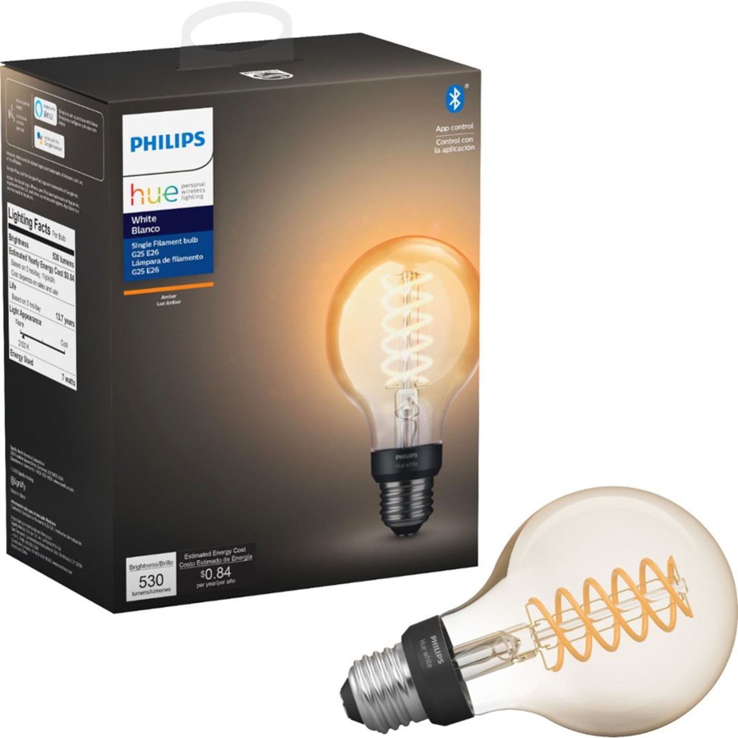 String string zoete smaak zoet Philips Hue White Filament G25 Bluetooth Smart LED Bulb - Amber -  Walmart.com