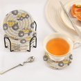 thumbnail image 3 of Yayeee 6 PCS Drink Coasters with Holder Set Woven Absorbent Round Tabletop Hot Pad, Trucks Pattern, 3 of 7