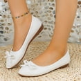 thumbnail image 4 of Hinvhai Women's Flat Shoes Comfortable Leather Pointed Toe Ballet Shoes Bow Slip on Driving Commuting Dress Shoes for Women Flats White 9(42), 4 of 9