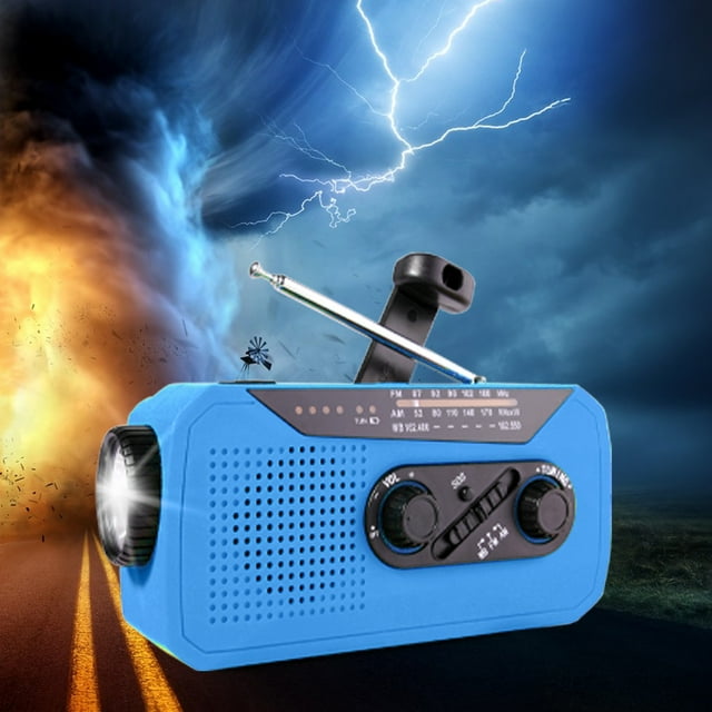 Emergency Crank Radio with 2000mAh Power Bank, AM/FM/NOAA Weather Alert, Flashlight for Camping Survival