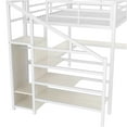 thumbnail image 6 of JERFIT Queen Loft Bed with L-shaped Desk, USB, Wardrobe, LED, White Wood, 6 of 10