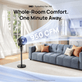 thumbnail image 3 of DREO Pedestal Fans for Home, 20dB Ultra Quiet, 2-in-1 Table Floor Fan, 29.2 ft/s Hyperfast Airflow, 90° Oscillation 105° Tilt Standing Fan, 3 Modes 8 Speeds with Remote, 8H Timer, Aroma Pad, 2026 New, 3 of 11