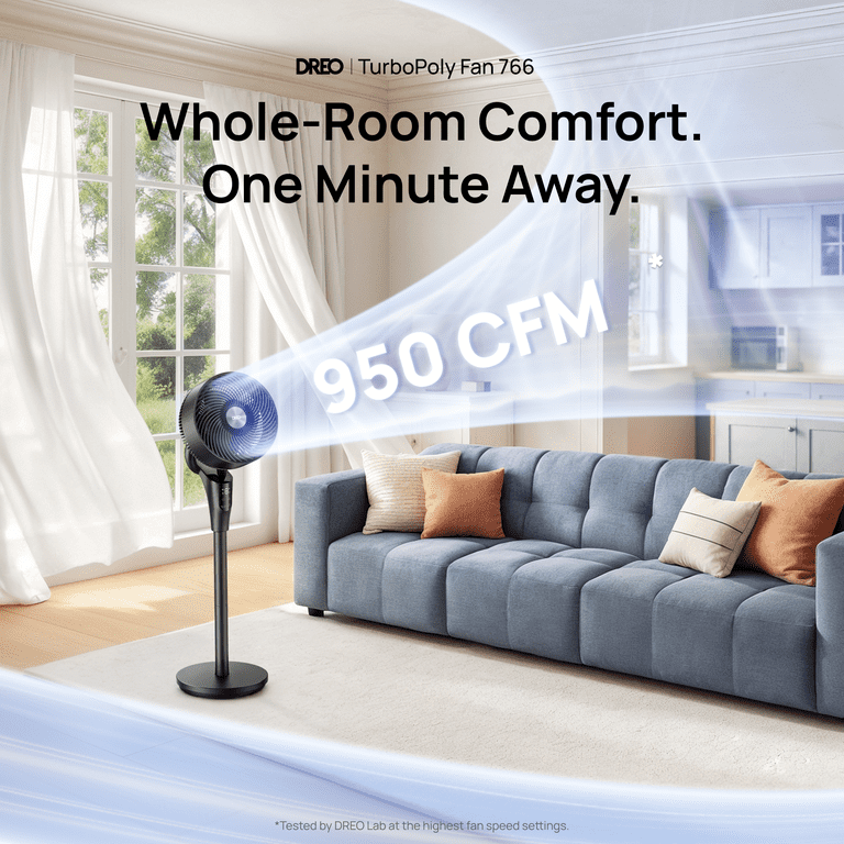 DREO 2-in-1 Pedestal Fan, 8-Speed, 20dB Quiet, Remote, 8H Timer photo 2