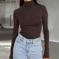 thumbnail image 2 of Nestiefly Womens Turtleneck Tops Long Sleeve Lightweight Stretchy Fit Shirts Winter Thermal Base Layer Undershirt Coffee 2XL, 2 of 8