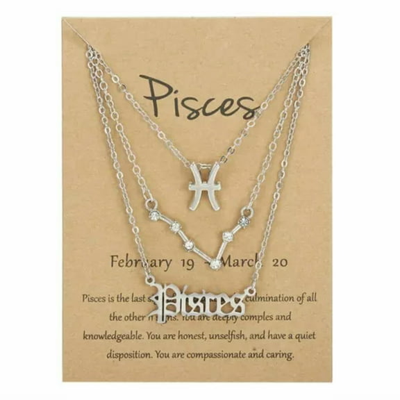 GKNET 3pcs 12 Constellation Zodiac Sign Charm Pendant Necklace Chain Women Delicate Jewelry New-3pcs Mix Pisces