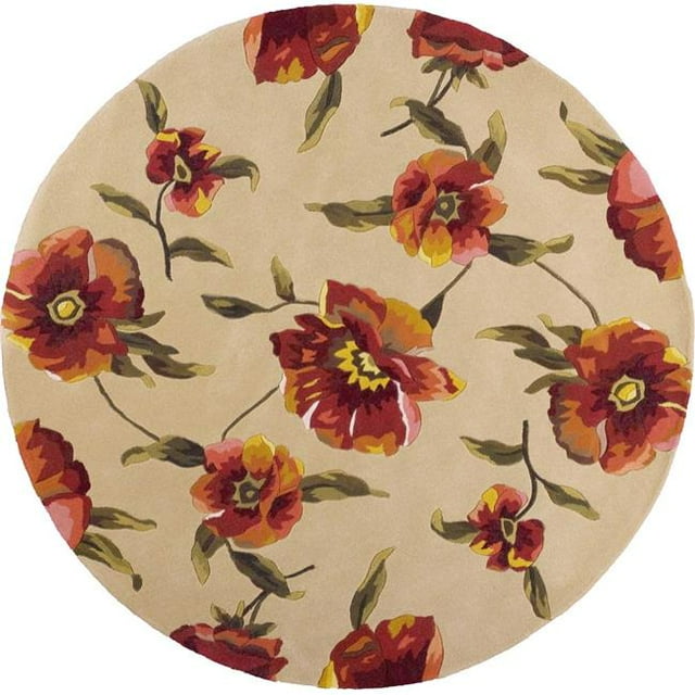HomeRoots 349742 5 ft. 6 in. Round Wool Ivory Area Rug