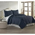 thumbnail image 1 of Amrapur Overseas 3-Piece Solid Embroidered Quilted Coverlet Set, Full/Queen, Indigo, 1 of 1
