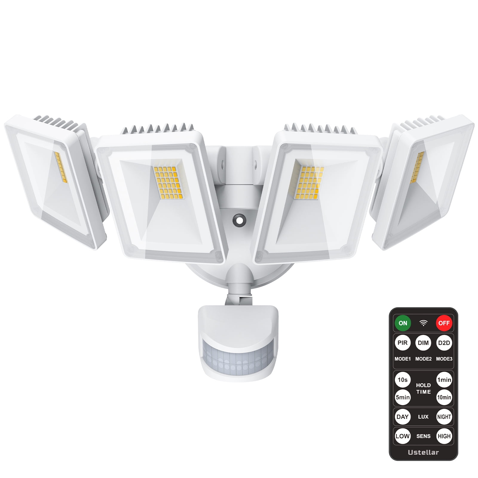 USTELLAR 100W Motion Sensor Light Outdoor Remote Control, 10000LM Super Bright LED Flood Light Outdoor, Outdoor Security Light, 5000K White Motion Sensor Light For Yard Eave