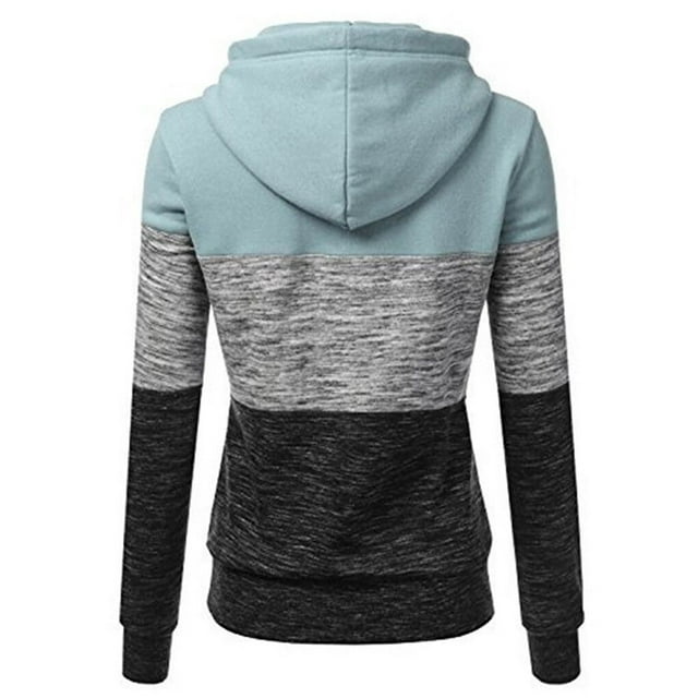 Femmes Filles Sweat à Capuche Patchwork avec Cordon de Serrage