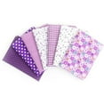 thumbnail image 2 of 7 Pieces Cotton Fabric Flower Print Colorful Quarters Bundle DIY Crafts Patchwork Needlework SewingQuilting Crafting Mixed Style Patchwork Set Purple, 2 of 9