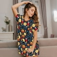 thumbnail image 3 of Rateoe Colorful Astronomy Print Women’s Nightdress – Cozy Cotton Short-sleeved Sleep Shirt, Loose-Fit Sleepwear, Perfect for Relaxing and Sleeping, 3 of 6