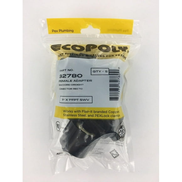 Adaptador hembra Ecopoly 32780 FPT de 1 x 1 pulgada, paquete de 5