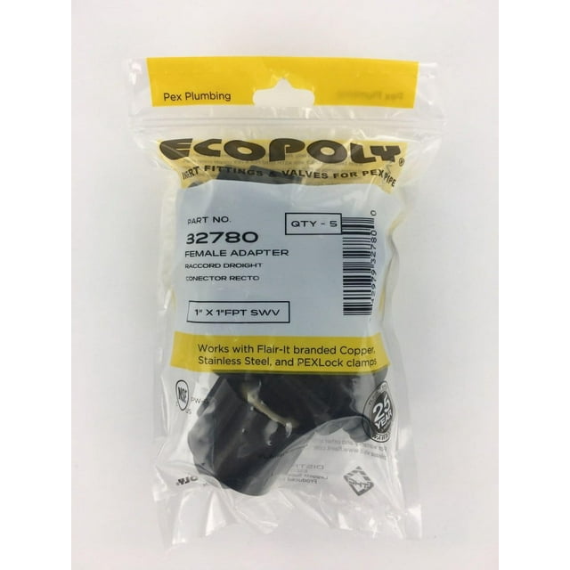 Adaptador hembra Ecopoly 32780 FPT de 1 x 1 pulgada, paquete de 5