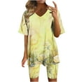 thumbnail image 1 of Blusas para las Mujeres Casual Impreso Cuello en V Manga Corta Blusa Pantalones Cortos, Conjuntos de Ropa para las Mujeres, 1 of 5