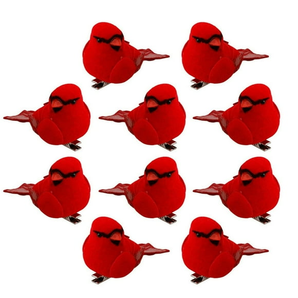Dsseng 20PCS Christmas Cardinal Birds Ornament Artificial Birds Xmas Cardinal Ornament with Metal Clip Mini Simulation Feather Red Birds for DIY Crafts Christmas Tree Gardening Wreath Dec
