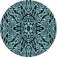 thumbnail image 1 of Ahgly Company Machine Washable Indoor Round Transitional Tiffany Blue Area Rugs, 4' Round, 1 of 7