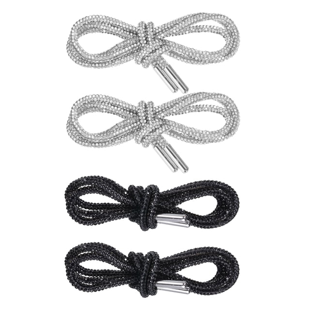 Cuerdas de zapato de cristal de 4 piezas Uxcell de 47" de longitud, cuerdas de zapato brillantes para zapatillas, blancas y negras