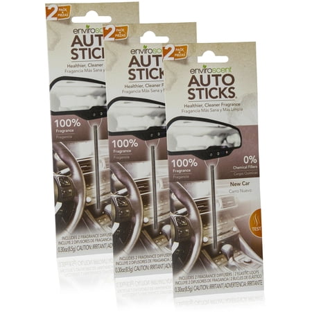 Enviroscents Auto Sticks Car Air Fresheners  3-Pack with 6 Sticks (New Car)