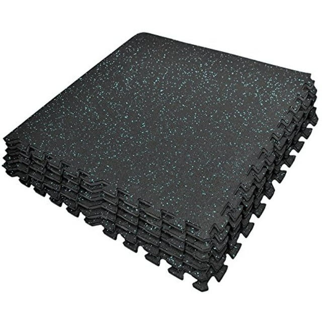 Sivan MAT-LOCKR-B Tuiles de Gym Emboîtables en Caoutchouc à Haute Densité, Noir/bleu, 24 Pi2