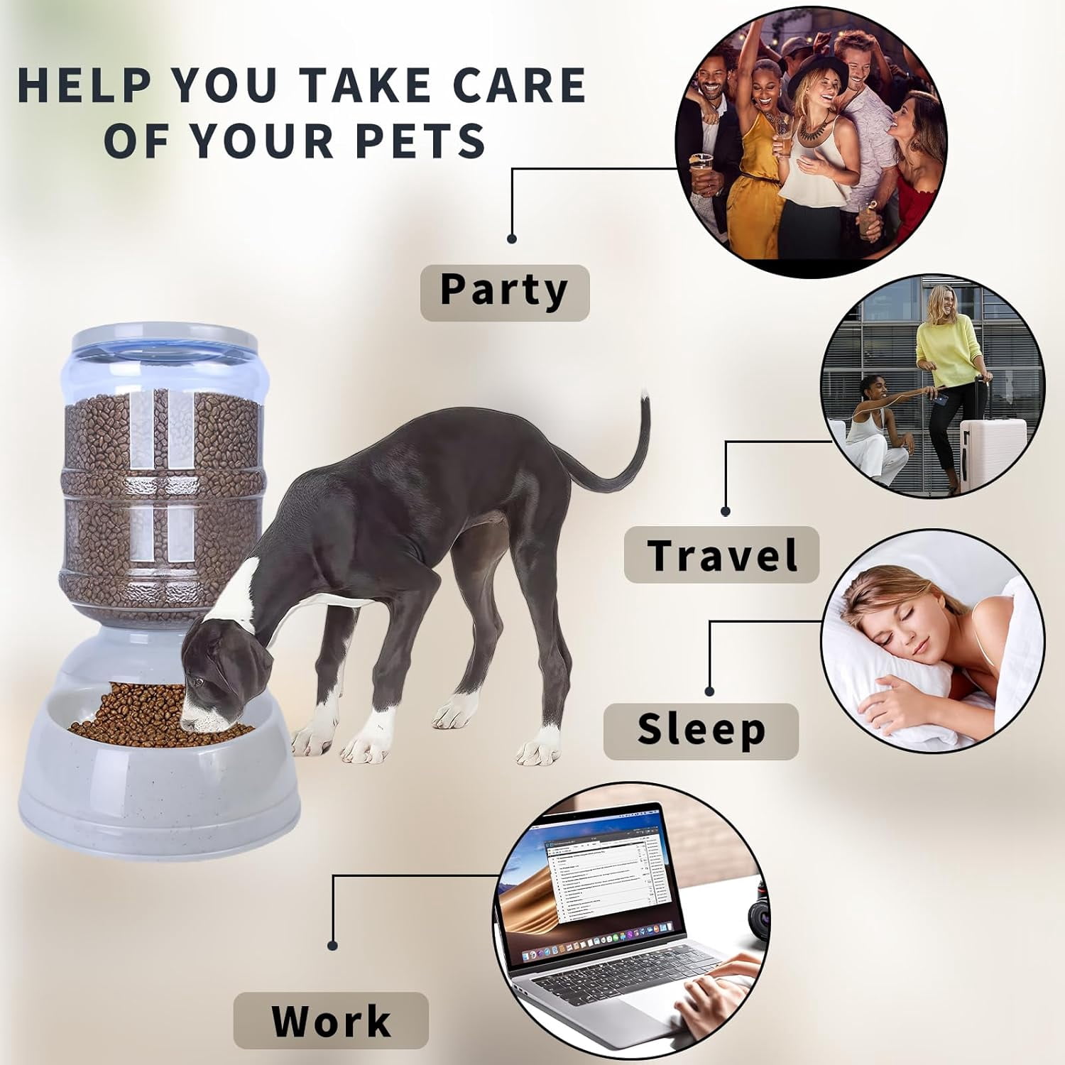 Automatic Dog Feeder 3 Gallon Gravity Food Dispenser for Large Dogs and Cats with Transparent Container