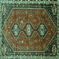 thumbnail image 1 of Ahgly Company Machine Washable Indoor Square Persian Turquoise Blue Traditional Area Rugs, 8' Square, 1 of 4