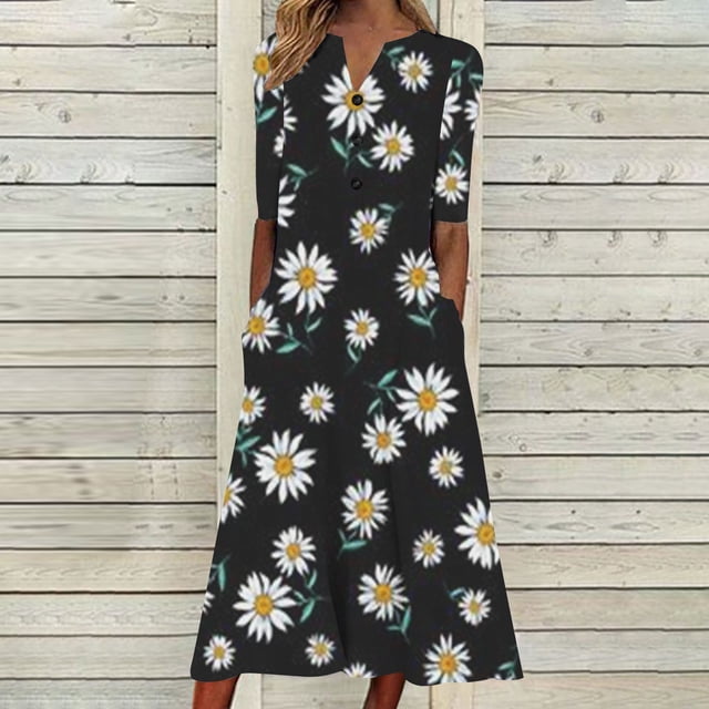 SMihono Robe Bohème d'Été pour Femmes Grande Taille Femmes Aguichant Unie Sans Manches Robe d'Été Col Rond Ample à Enfiler Robes