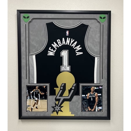 Victor Wembanyama Custom Framed Signed San Antonio Spurs Jersey PSA Autographed