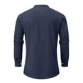 thumbnail image 5 of Huresd Mens Cotton Linen Henley Shirts Long Sleeve Summer Casual T-Shirt Regular Fit Lightweight Yoga Tops with Pocket Navy 2XL, 5 of 6
