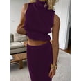 thumbnail image 5 of Women'S 2 Piece Outfit Sleeveless Knit Tank Top Bodycon Long Skirt Set Loungewear Deep S, 5 of 8