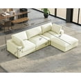 thumbnail image 2 of VanAcc Modular Sectional Sofa, 114" Oversized Down Filled Sectional Couch, 4 Seats L Shaped Cloud Sofa with Chaise, Ottoman, Comfy Couch, White Linen, 2 of 5