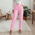 thumbnail image 2 of Glisme Women's Trousers Solid Color Elastic Waist With Pockets Summer Breathable Women Dress Pants Size L Pink, 2 of 5