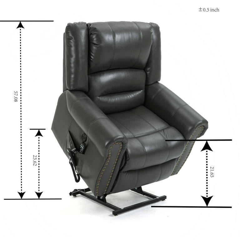 Zest Power Lift Faux Leather Recliner Chair Heat Massage Dual Motor Grey Walmart