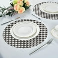 thumbnail image 6 of Coolnut Round Placemats Washable Dining Table Black Houndstooth Plaid Place Mats Polyester Kitchen Table Mats, Set of 6 Home Decor Gifts, 6 of 7