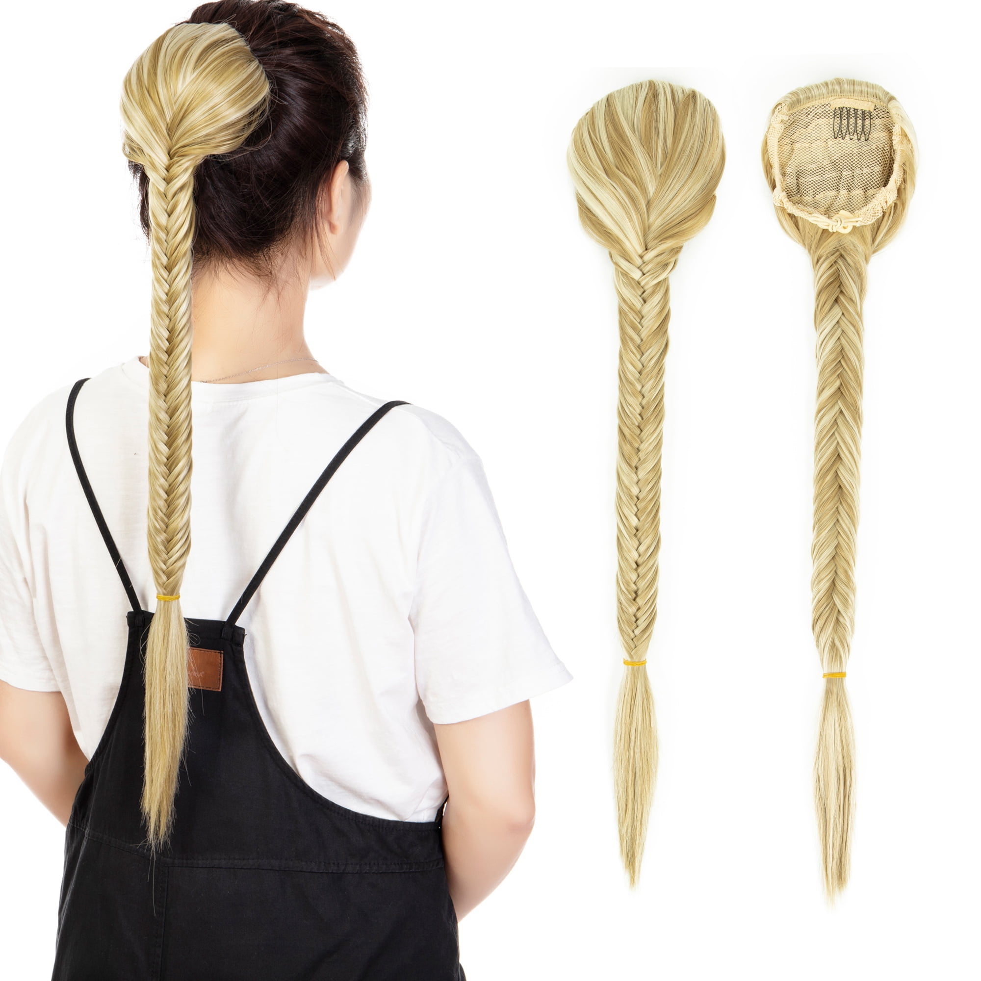 LELINTA Women's Long Straight Fishtail Braids Ponytail