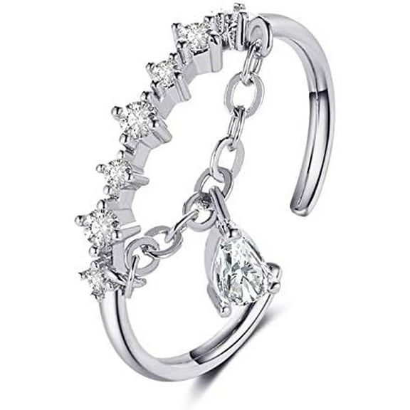 1 Pc Adjustable Dangling Ring Dangle Beaded Ball Adjustable Tassel Dangling Ring Promise Rings Unique Rings Engagement Ring for Women Birthday Elegant Gifts Clear DIY