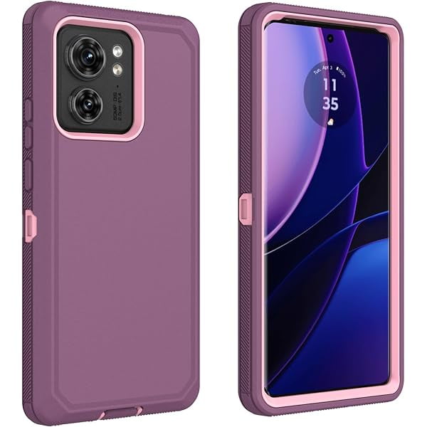 wonima11 for Motorola Edge 2023 Case (Not for Edge+ Version), Defender Case Heavy Duty Shockproof Dustproof 3 in 1 Rugged Protective Phone Cover for Motorola Moto Edge 2023 (Pink/Purple)