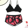 thumbnail image 4 of Honeeladyy Womens High Waisted Swimsuits with Boy Shorts Brazilian Triangle Top Halter Bikini Two Piece Bathing Suits Red M, 4 of 9