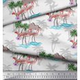 thumbnail image 3 of Soimoi White Rayon Fabric Palm Tree, & Flamingo Bird Decor Fabric Printed Yard 42 Inch Wide, 3 of 3