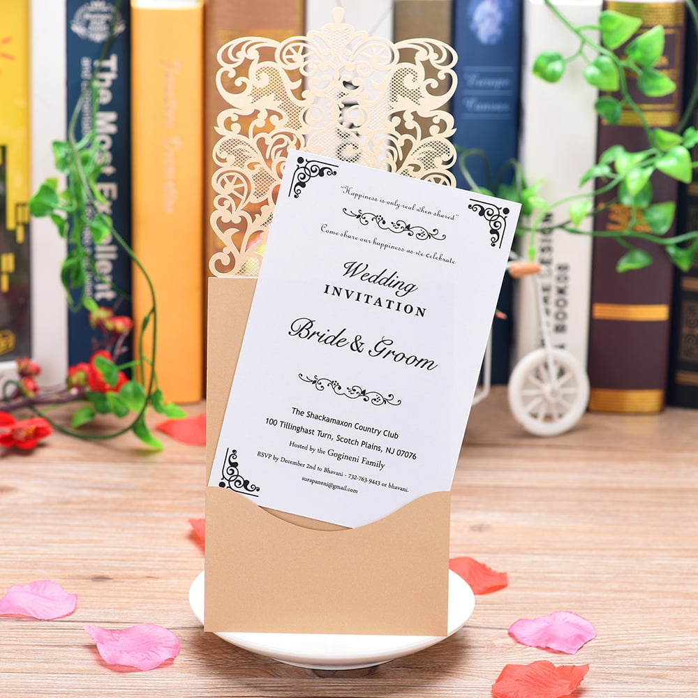 10pcs Pearl Paper Floral Invitation Cards Invitation Holders With