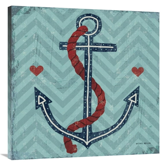 Global Gallery's 'Nautical Love Anchor' By Michael Mullan Stretched Canvas Wall Art
