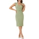 thumbnail image 2 of Vestido de tubo sin mangas con cuello en V para mujeres Inspire Chic, vestido lápiz con cinturón para el trabajo, verde claro, talla XL, 2 of 6