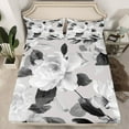 thumbnail image 2 of jejeloiu Vintage Flower Queen Sheet Sets,Rustic Floral Flat Sheet,Gray White Queen Fitted Sheet For Men Women,Luxury Bedroom Decor,4 Pieces, 2 of 7