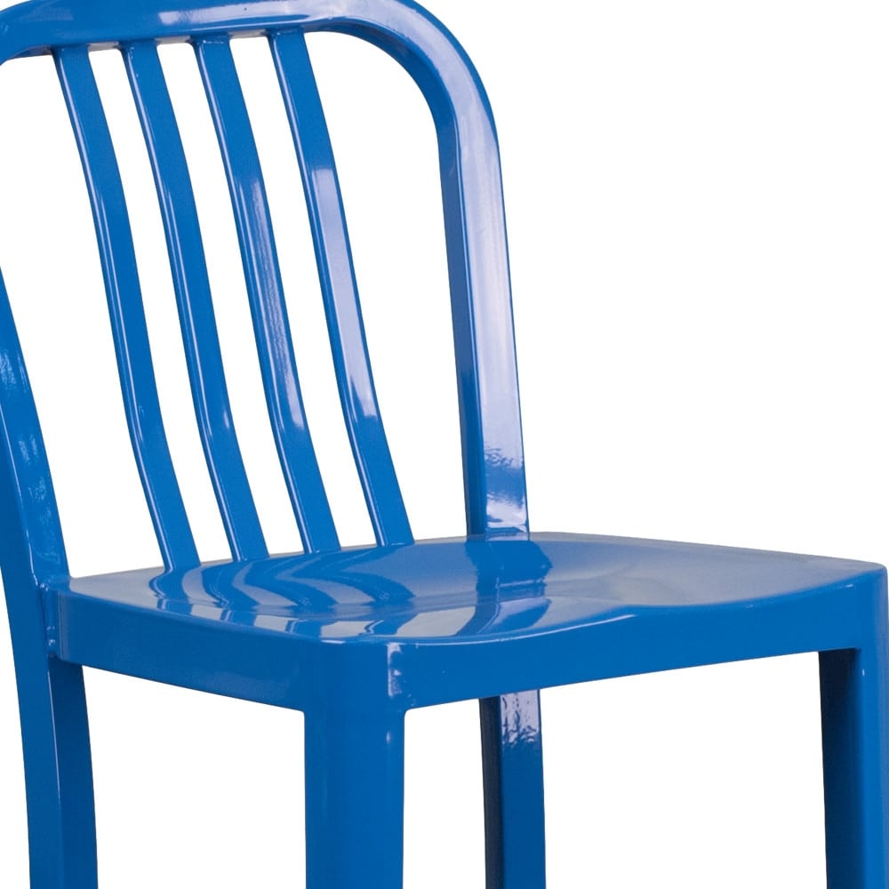 Flash Furniture 2 Pack 30'' High Metal Indoor-Outdoor Barstool with Vertical Slat Back Blue - image 2 of 5