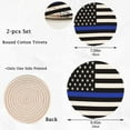 thumbnail image 3 of FREEAMG 2-Pack American Police Flag Round Cotton Woven Pot Holders Trivets Set, 7 inch and 9 inch Diameter,Heat Resistant Pad Mat for Kitchen Decor Cooking Supplies, 3 of 5