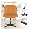 thumbnail image 6 of Criss Cross Chair Legged Office Wide Comfy Desk Seat, No Wheels Armless Computer Task Seating, Swivel Vanity Home Height Adjustable, 6 of 8