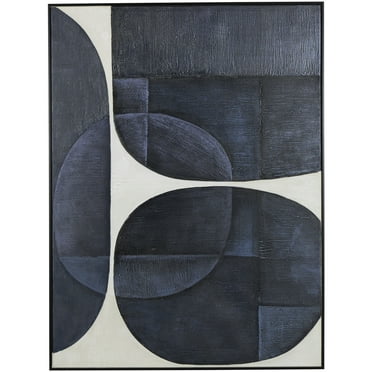30" x 39" Geometric Shape Abstract Framed Wall Art with Black Frame, by DecMode