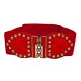thumbnail image 1 of eVogues Plus Size Rhinestone Studded Elastic Belt Red, 1 of 1