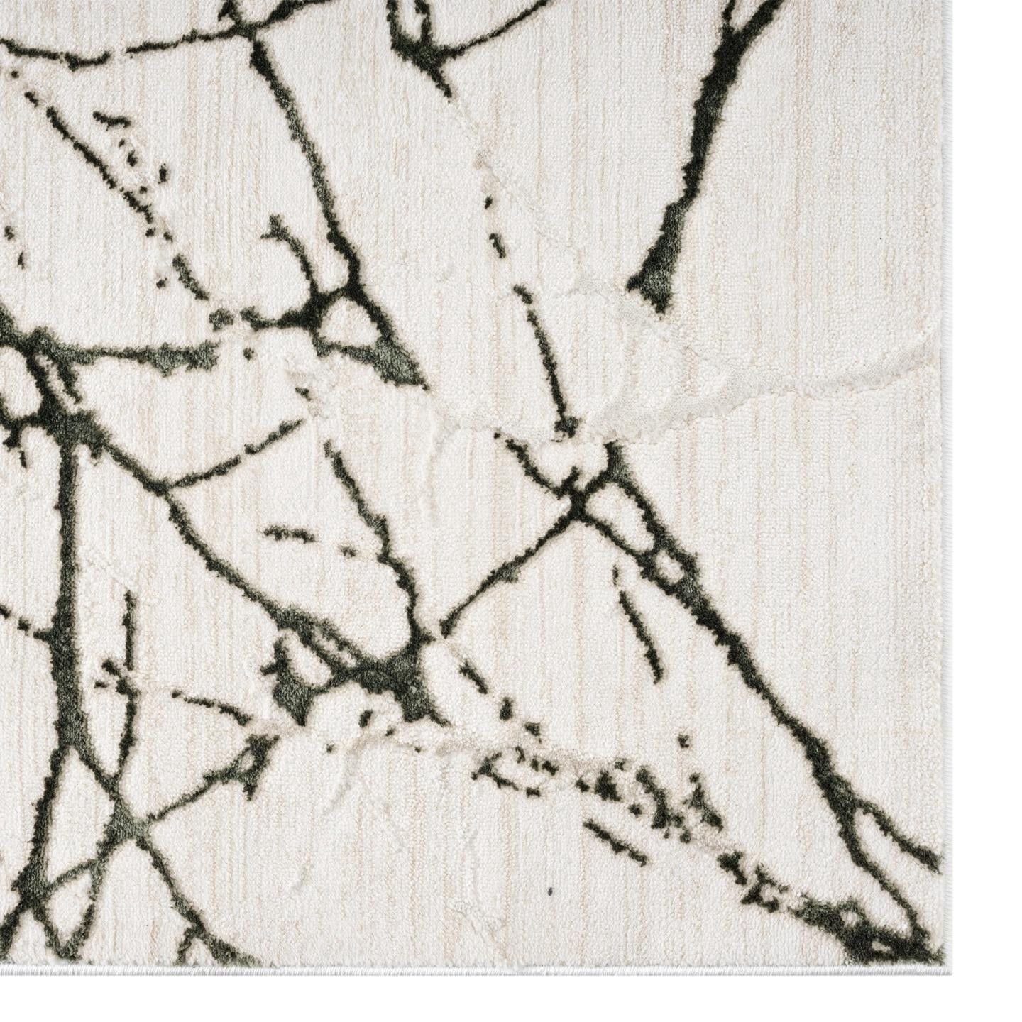 Luxe Weavers Modern Abstract Branches Cream Green 2x8 Area Rug, Machine-Made Carpet