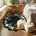 thumbnail image 3 of Moynesa 3' Floral Round Area Rug, Washable Rugs for Bedroom Ultra-Thin Soft Rug, Non-Slip Small Boho Circle Carpet for Entryway Kitchen Laundry Bathroom,Black, 3 of 7